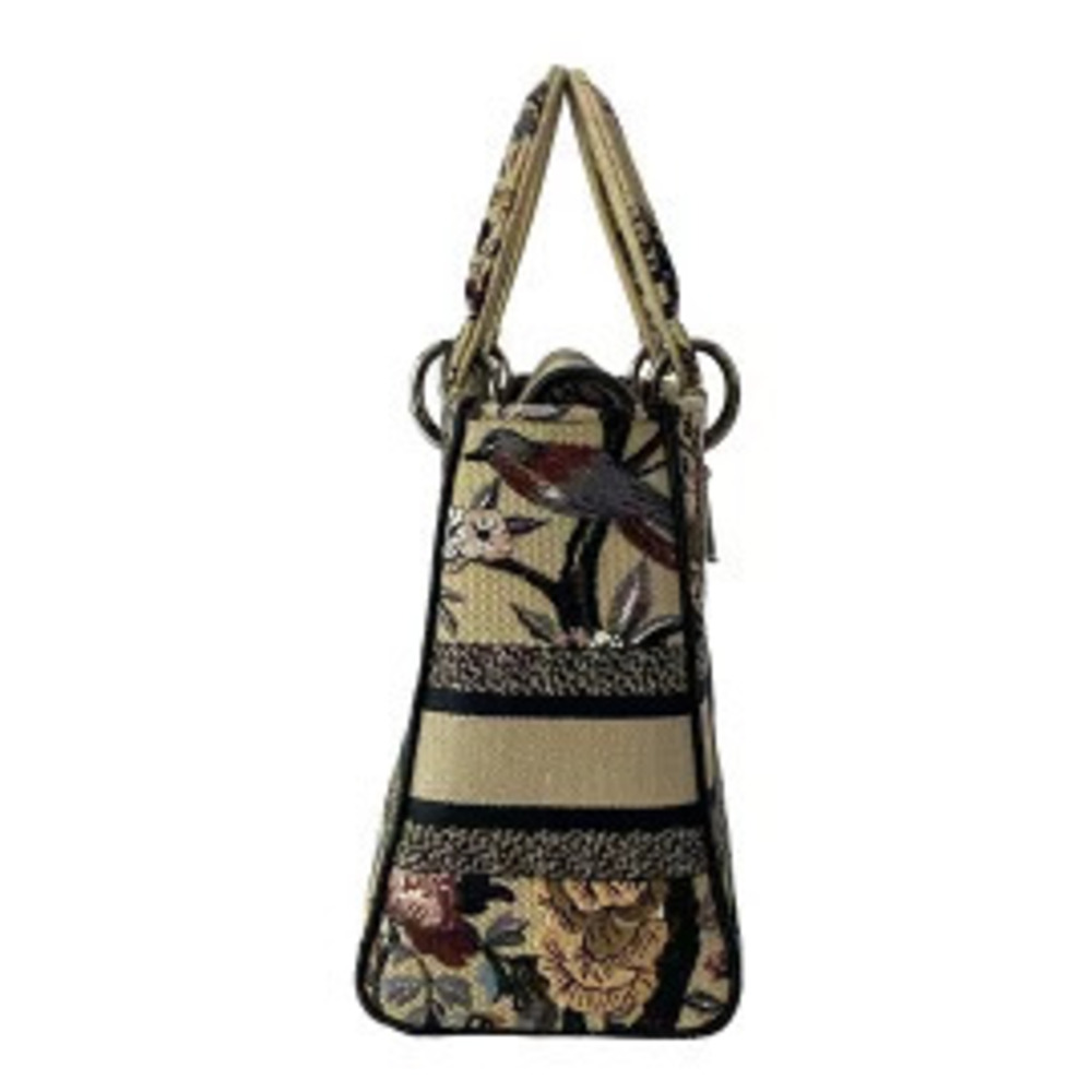 Christian Dior Lady Lite Handbag Jardin Hiver Beige Multi